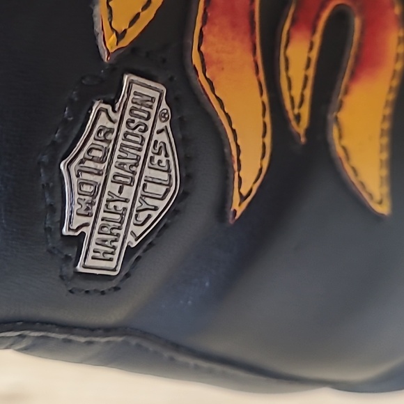 Harley-Davidson Kids Black and Yellow Flame Boots Size 5.5 - Picture 4 of 14